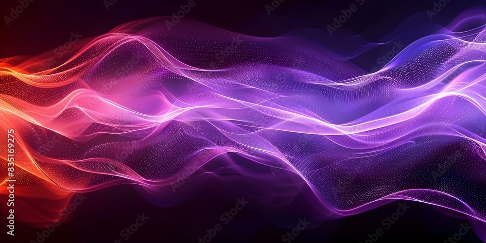 Poster flowing wave pattern created by dash dot lines on abstract background. concept abstract art, wave pa