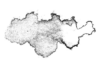 black paint or ink stain spilled in the form of a spot or splash on a blank background