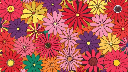 Colorful flowers background top view floral pattern and texture