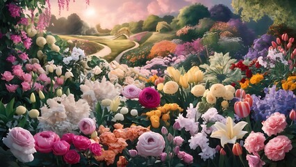 A lot of different flowers