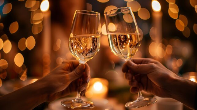 34. Couple celebrating a special occasion with a five-star dinner, intimate ambiance, and candlelit setting