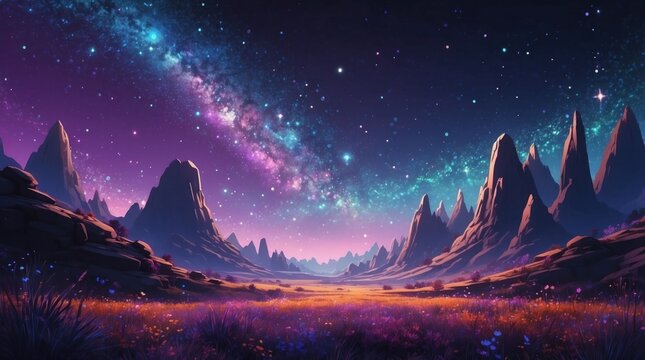 Beautiful fantasy dream on a planet inhabited by an alien civilization