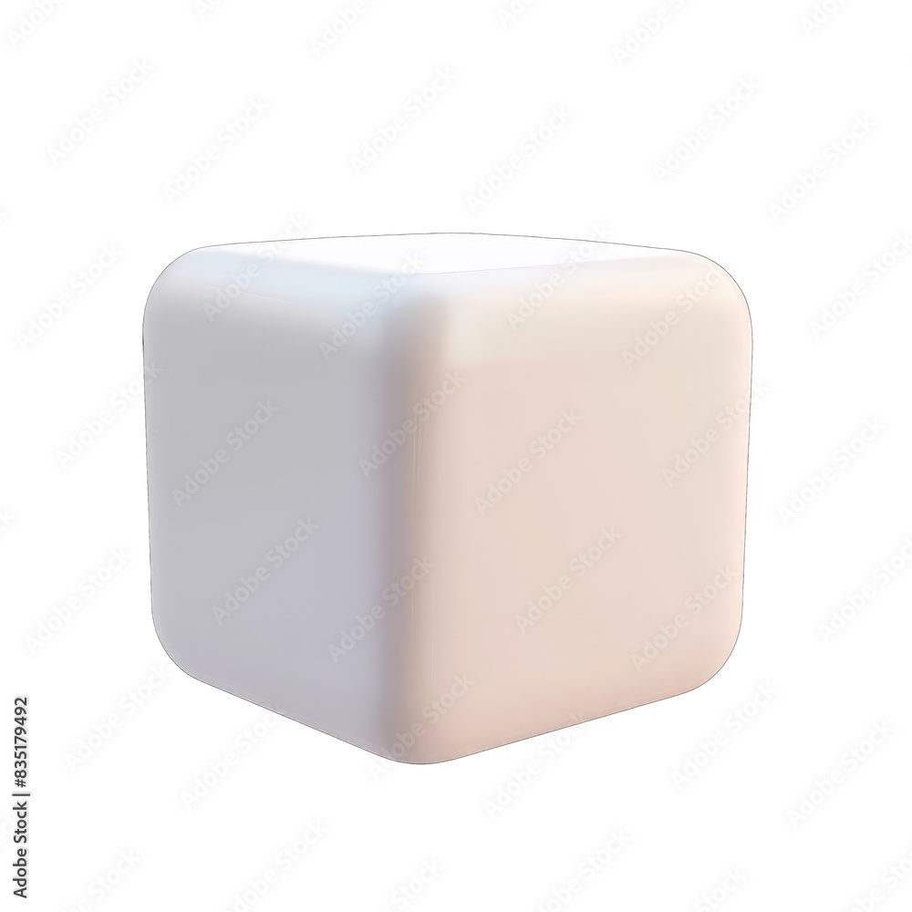 Poster minimalist white cube object isolated on a transparent background.