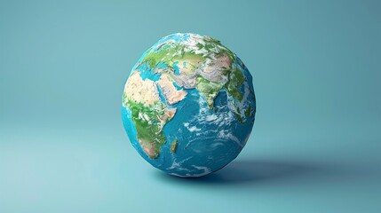 Fototapeta premium High-quality image of Earth globe on a blue background, showcasing continents and oceans, ideal for educational and environmental themes. 3D Illustration.