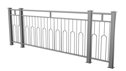  Elevate your exterior design with this 3D render of a functional Art Deco metal balustrade with handrail (isolated background). It combines timeless style with modern safety features. 