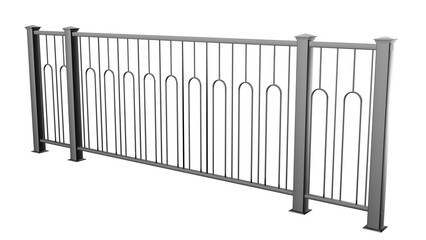 Elevate your exterior design with this 3D render of a sleek Art Deco metal balustrade with handrail (transparent background). Embrace timeless elegance in your architectural projects.