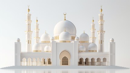 Fototapeta premium A White Mosque Isolated On A White Background.