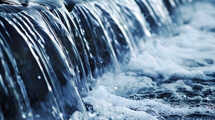 Tranquil Hydro Power: A Captivating Close-up of a Waterfall's Fluid Motion