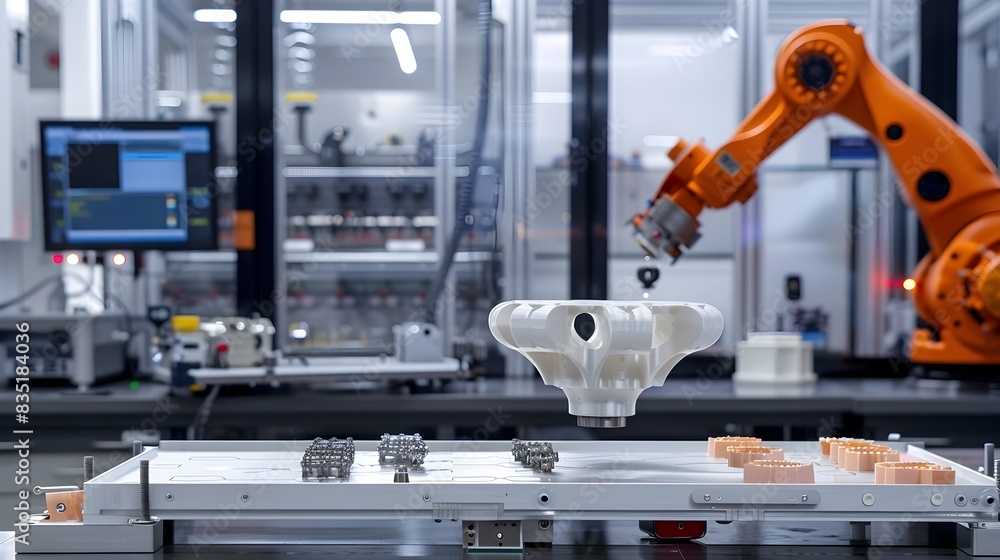 Aufkleber additive manufacturing in a high-tech lab: 3d printers creating complex parts