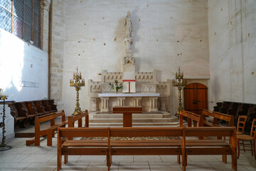 Transept of the abbey church of Ferrière-en-Gâtinais in the French department of Loiret, Centre Val de Loire, France