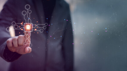 Cyber Protection Data Security Internet Privacy, Internet and technology concept on virtual screen....
