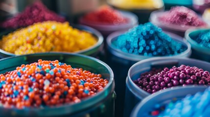A pile of colorful beads in various colors