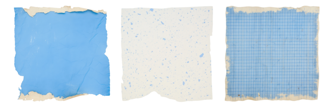 Vintage pale blue pattern ripped paper png cut out element set