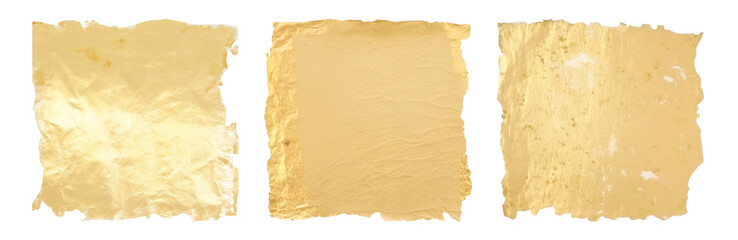 Vintage gold ripped paper png cut out element set