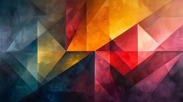 A vibrant abstract piece that plays with the illusion of depth, creating a mesmerizing visual puzzle. 