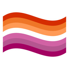 Wavy Lesbian Seven Stripes Pride Flag Isolated in White