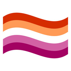 Wavy Lesbian Five Stripes Pride Flag Isolated in White