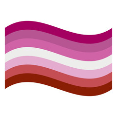 Wavy Lipstick Lesbian Pride Flag Isolated in White