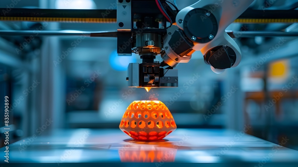 Poster industrial robot operating a 3d printer: a leap in additive manufacturing and automation
