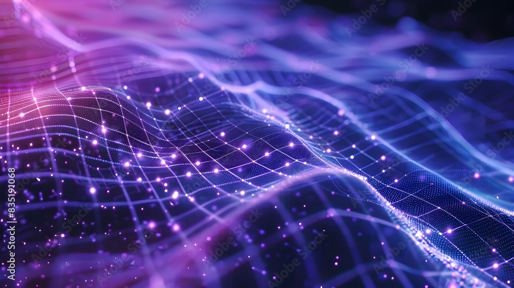 Poster interconnected 3d digital grid: a futuristic vision of data network