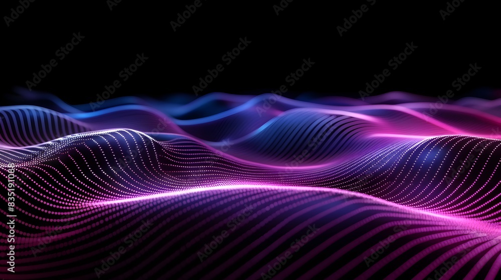 Poster neon waveforms: a futuristic visualization of flow and motion in 3d digital art