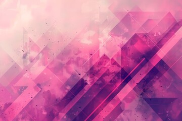 Abstract polygonal design sparkling with pink and purple shades, overlaid with grunge elements for a contemporary artistic feel