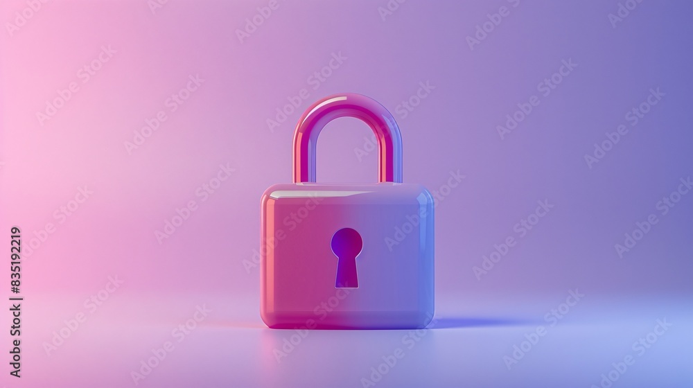 Poster modern padlock in soft gradient lighting. concept of security and protection. ideal for technology a