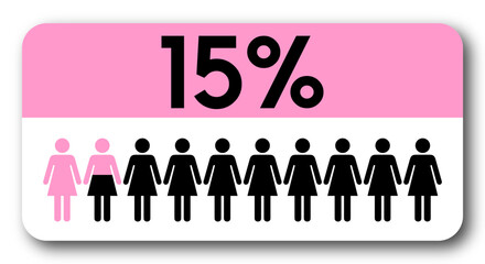 15 percent people icon vector graphic, Woman pictogram concept, 15-100. Vector Female Icon and 15% Symbol