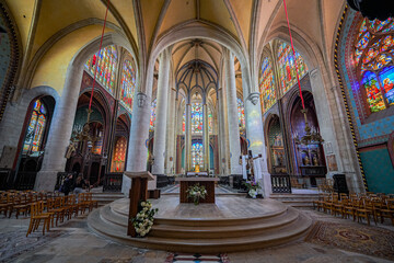 Fototapeta premium Choir of the church of Sainte-Marie-Madeleine of Montargis in the French department of Loiret in Burgundy, France