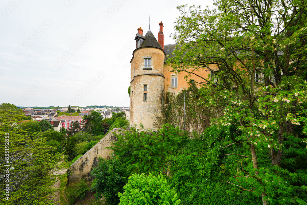 Wall mural Keep of the Château Royal de Montargis (castle) in the French department of Loiret in Burgundy, France