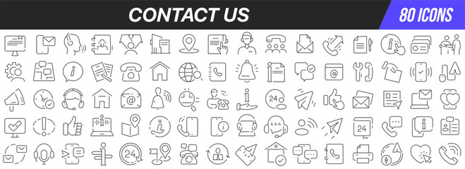 Contact us line icons collection. Big UI icon set in a flat design. Thin outline icons pack. Vector illustration EPS10