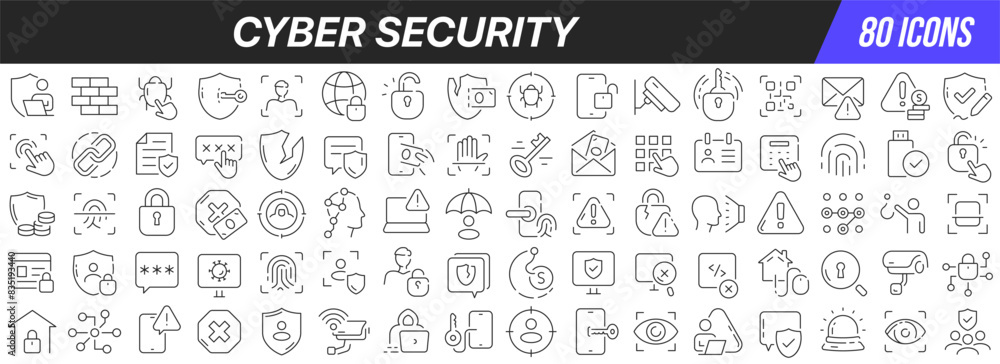 Aufkleber Cyber security line icons collection. Big UI icon set in a flat design. Thin outline icons pack. Vector illustration EPS10