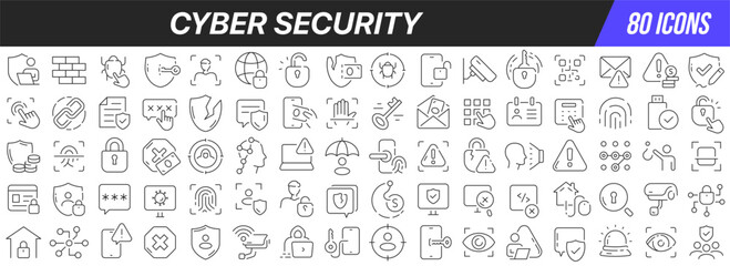 Cyber security line icons collection. Big UI icon set in a flat design. Thin outline icons pack. Vector illustration EPS10