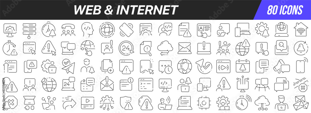 Aufkleber Web and internet line icons collection. Big UI icon set in a flat design. Thin outline icons pack. Vector illustration EPS10