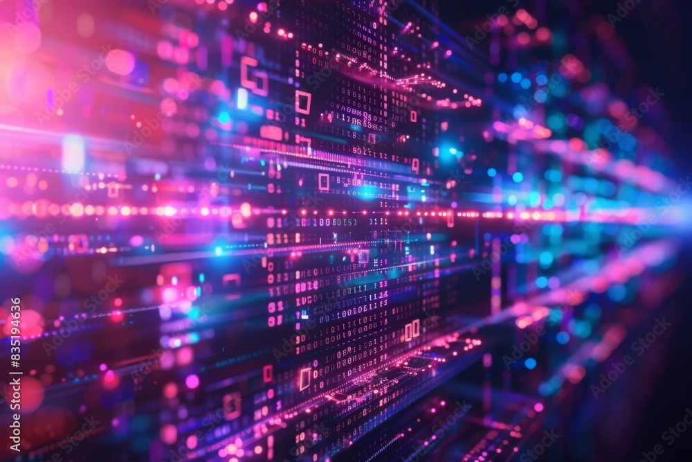 Poster cyber security data transfer illustration created with generative ai