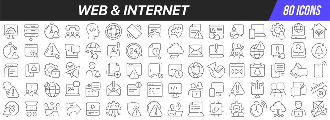 Web and internet line icons collection. Big UI icon set in a flat design. Thin outline icons pack. Vector illustration EPS10