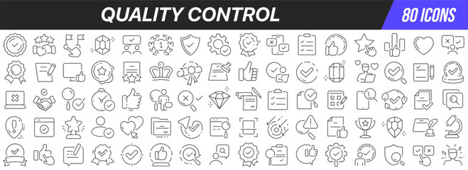 Quality control line icons collection. Big UI icon set in a flat design. Thin outline icons pack. Vector illustration EPS10