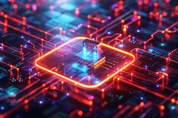 Fototapeta premium Cyber Security Data Transfer illustration created with Generative AI