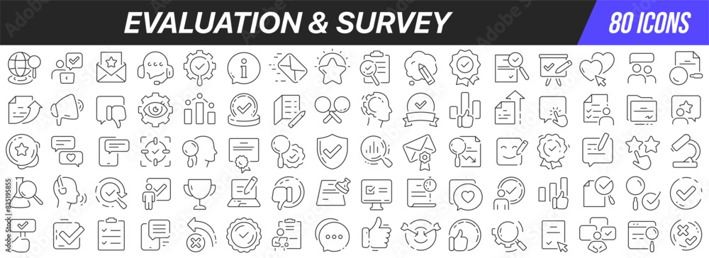 Leinwandbilder evaluation and survey line icons collection. big ui icon set in a flat design. thin outline icons pa