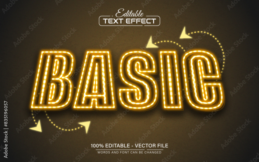 Poster basic orange neon style text effect