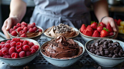 hand holding a bowl of fruits