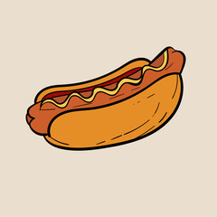 hotdog cartoon style simple. simple fast food illustration retro style. hotdog design for fast food branding, FnB, Fast food restaurants