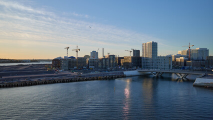 Naklejka premium West Harbor Terminal 2 in Helsinki: May, sunny evening.
