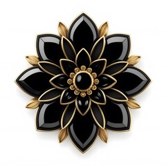 Metal Black onyx rose with golden petals isolated on a white background, for banners, flyers