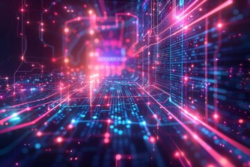 Fototapeta premium Cyber Security Data Transfer illustration created with Generative AI