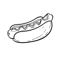 hotdog lineart simple style. fast food illustration in line art. hotdog design for fast food branding, FnB, Fast food restaurants