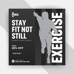 Fitness gym sports center social media banner design template