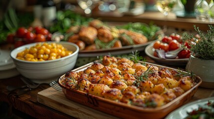 Obraz premium table with a variety of food on it