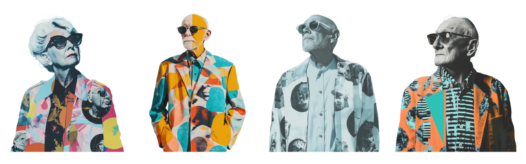 PNG Minimalist illustration collage of cool elder  cut out element set