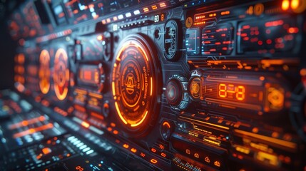 Obraz premium a futuristic computer with glowing buttons and controls